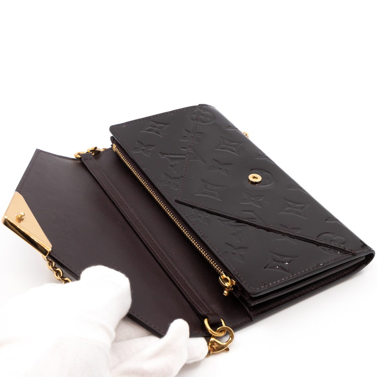 Louis-vuitton Mira Chain Clutch Vernis	Amarante
