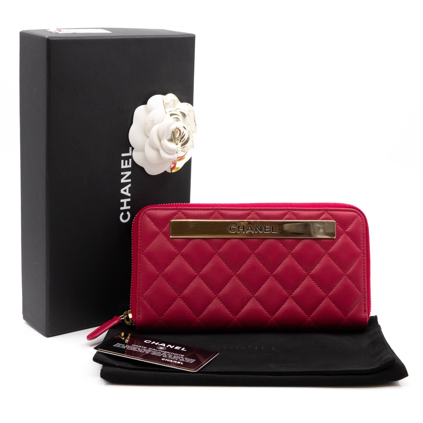 Trendy CC Zip Around Wallet Red Leather