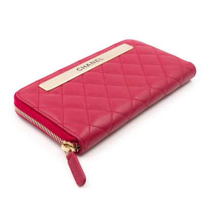 Trendy CC Zip Around Wallet Red Leather