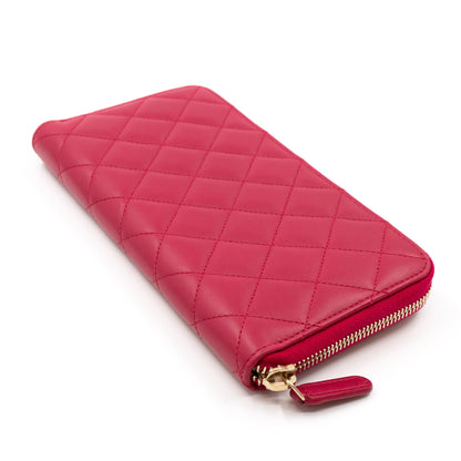 Trendy CC Zip Around Wallet Red Leather