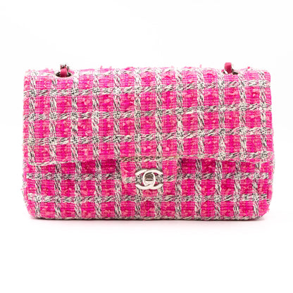 Classic Double Flap Bag Medium Tweed Pink