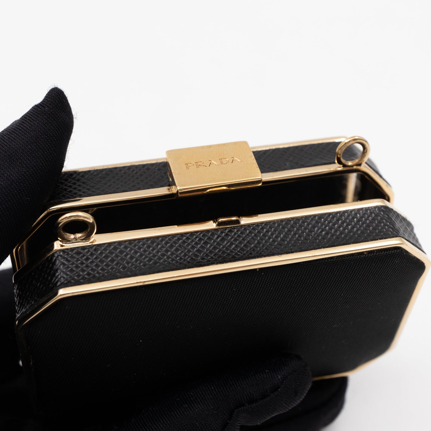 Vanity Case Black Nylon Saffiano Leather