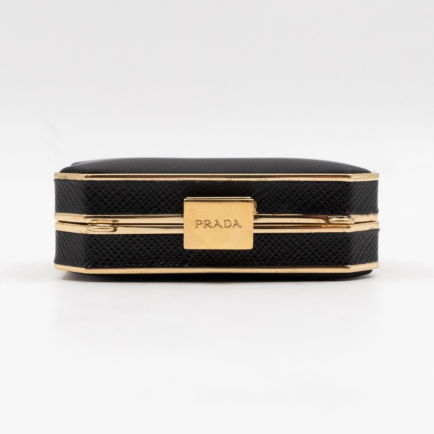 Vanity Case Black Nylon Saffiano Leather