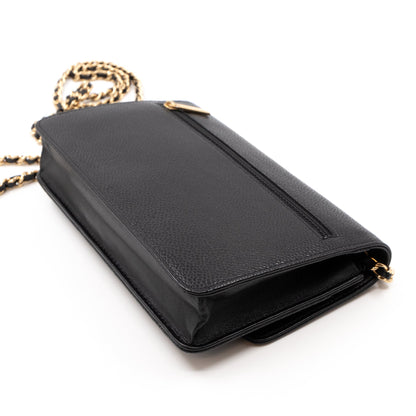 Timeless CC Wallet On Chain Black Caviar Leather