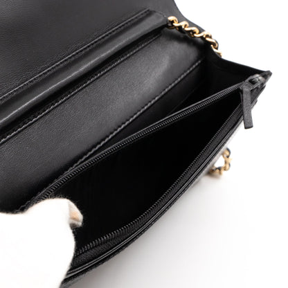 Timeless CC Wallet On Chain Black Caviar Leather