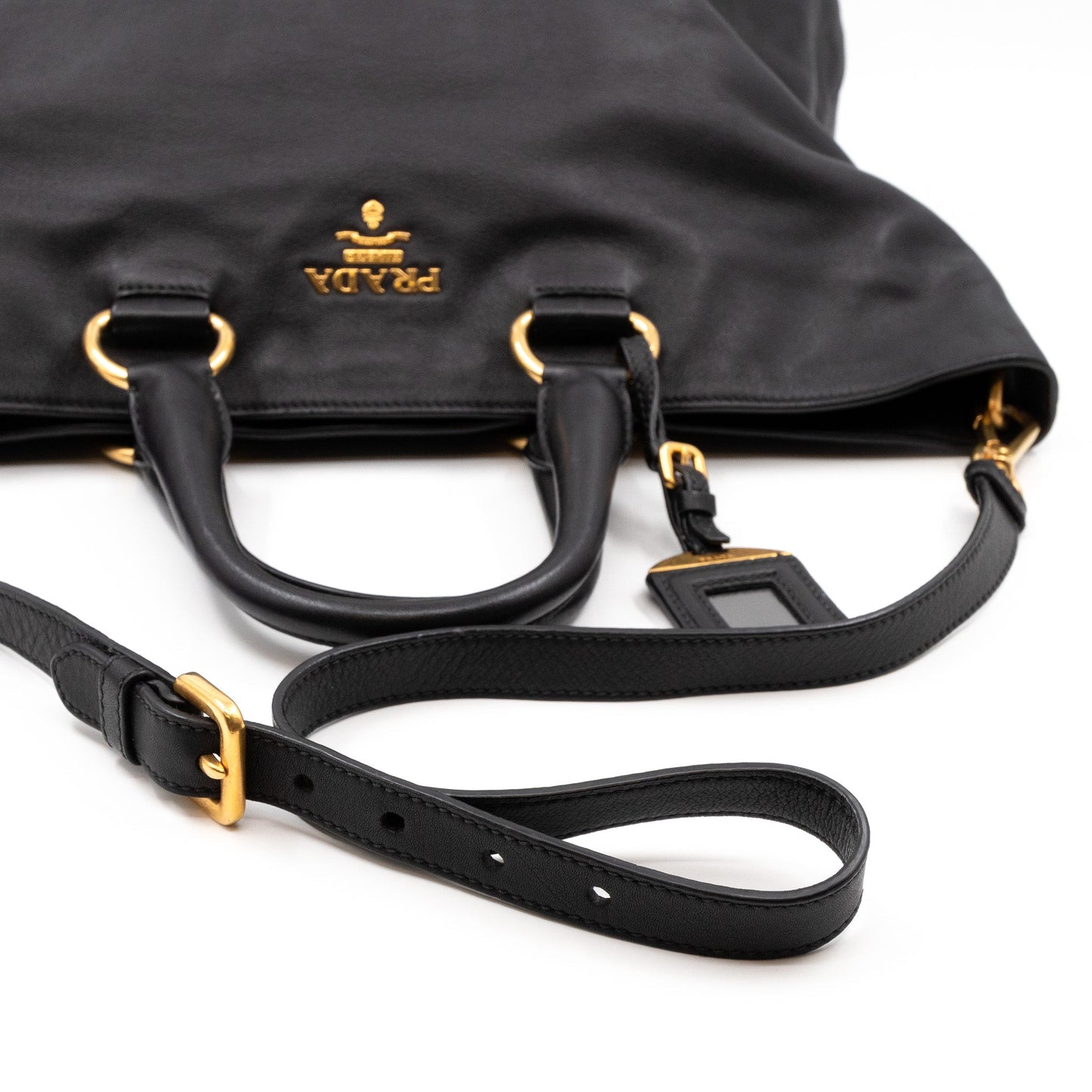 Large Shopping Tote Black Leather