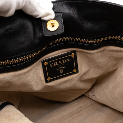 Large Shopping Tote Black Leather