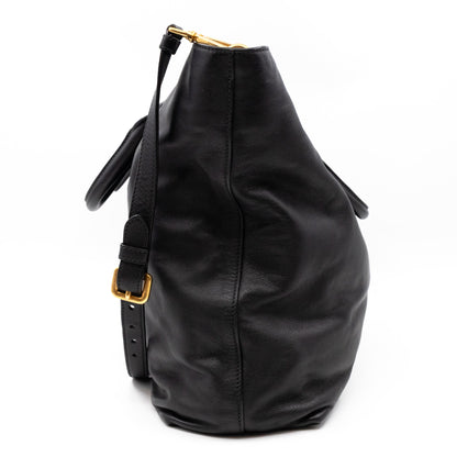 Large Shopping Tote Black Leather