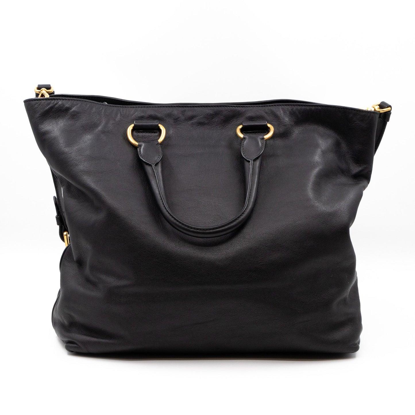 Large Shopping Tote Black Leather