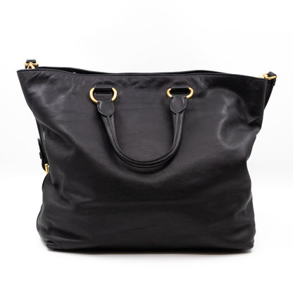 Large Shopping Tote Black Leather