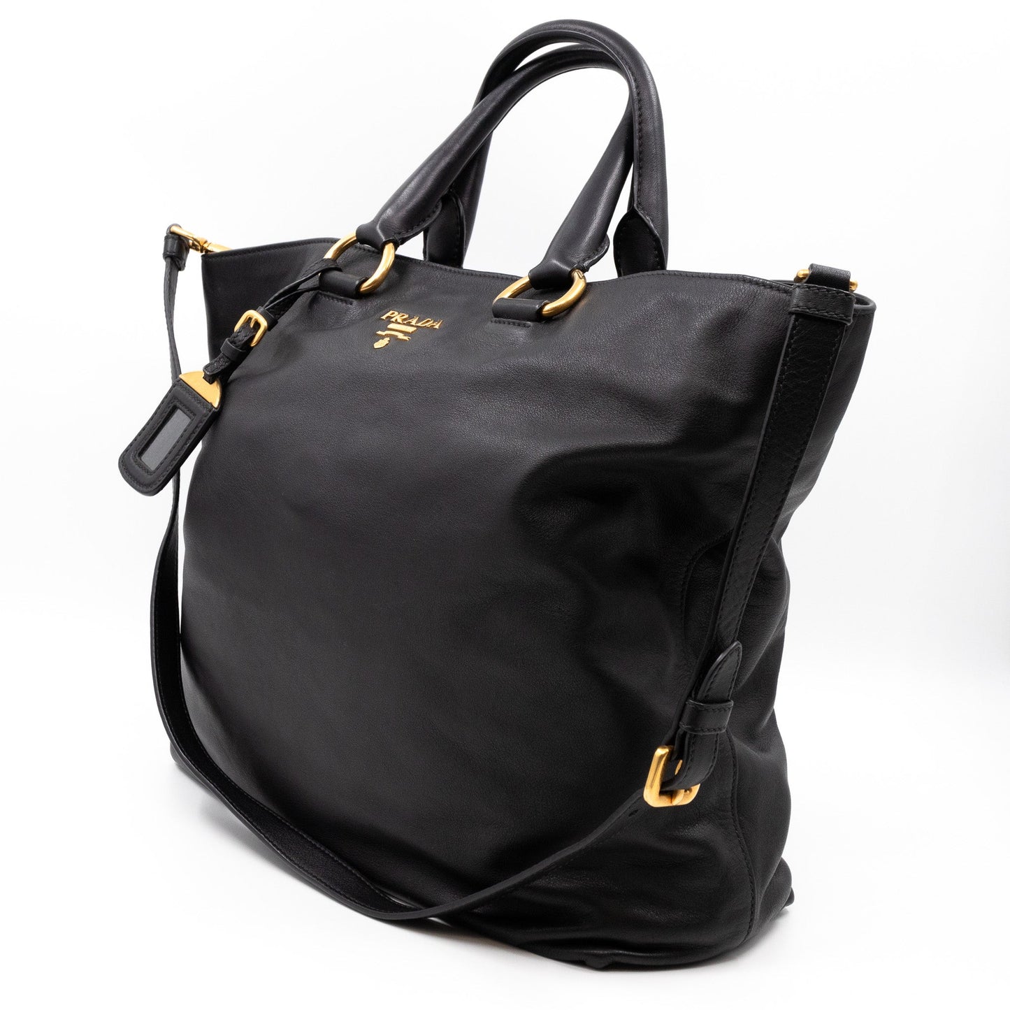 Large Shopping Tote Black Leather
