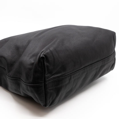 Large Shopping Tote Black Leather
