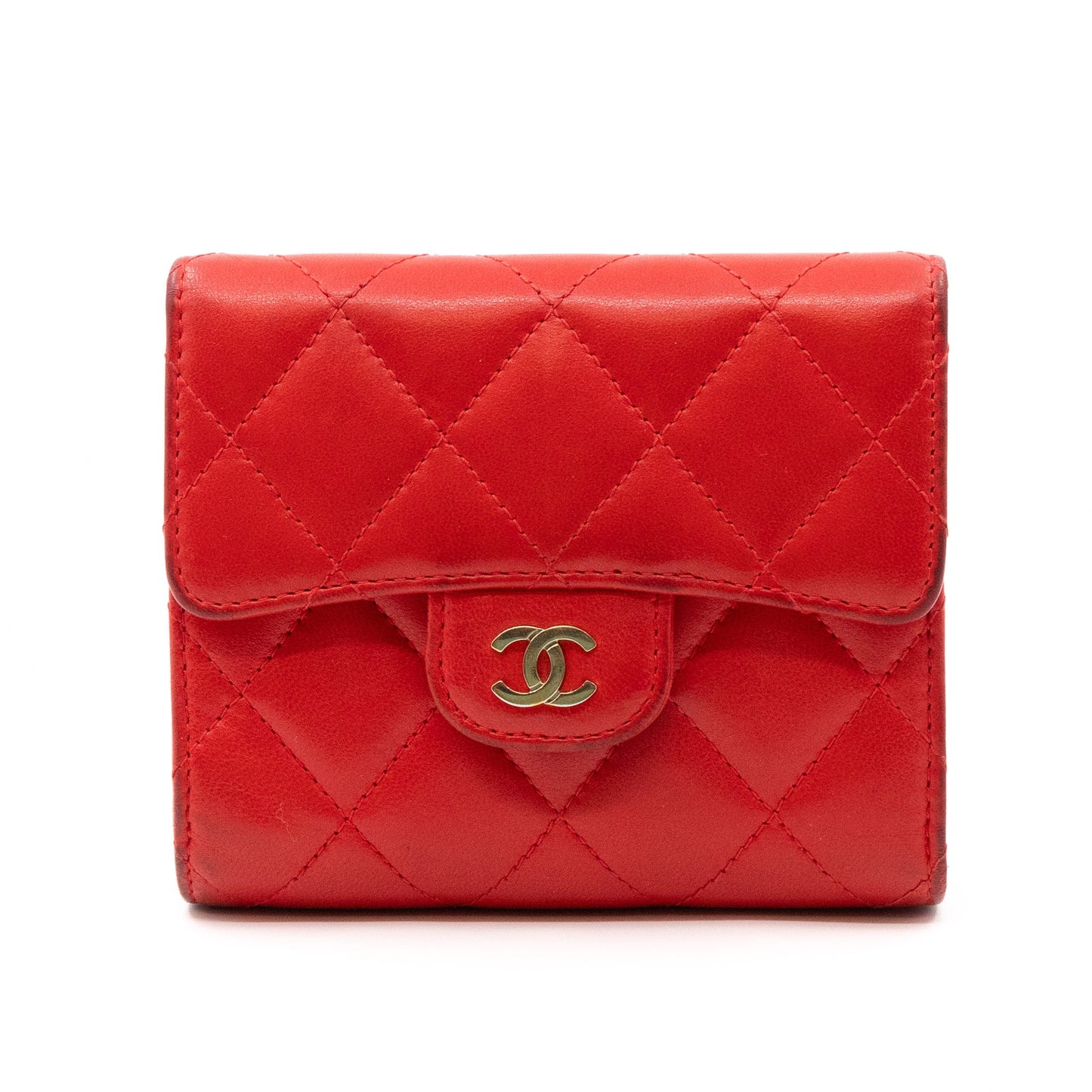 Small Classic Flap Wallet Red Leather