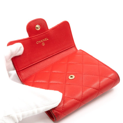 Small Classic Flap Wallet Red Leather