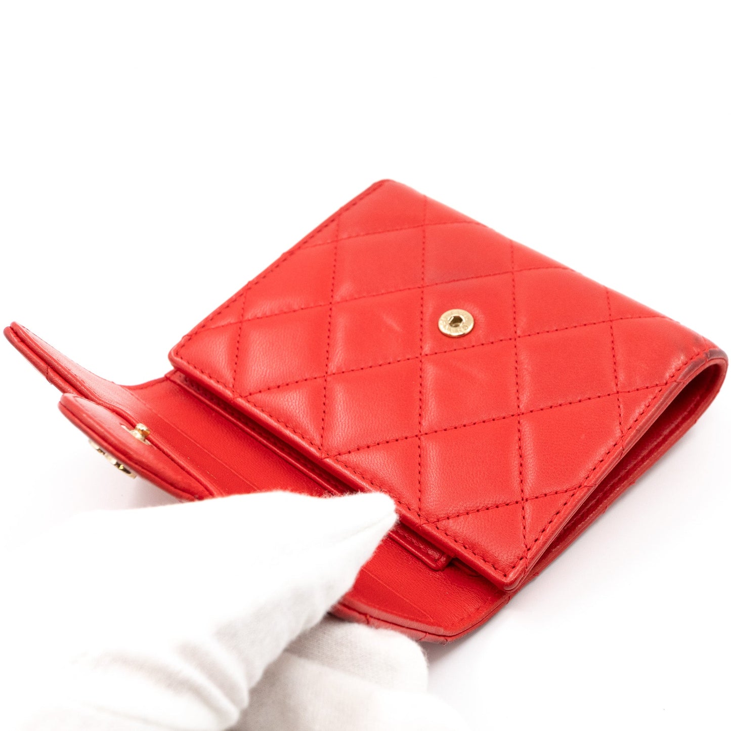 Small Classic Flap Wallet Red Leather