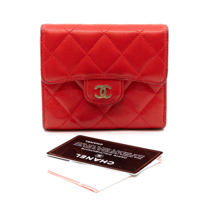 Small Classic Flap Wallet Red Leather