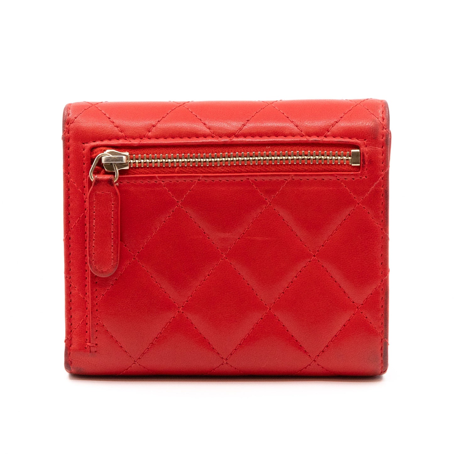 Small Classic Flap Wallet Red Leather