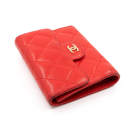 Small Classic Flap Wallet Red Leather