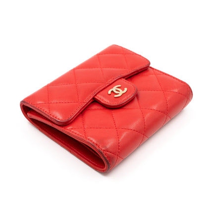 Small Classic Flap Wallet Red Leather