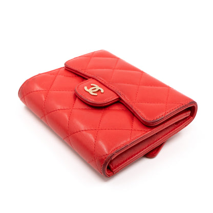 Small Classic Flap Wallet Red Leather