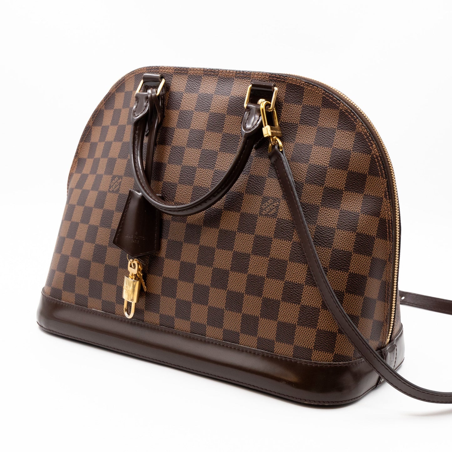 Louis-vuitton Alma MM Damier Ebene with Shoulder Strap