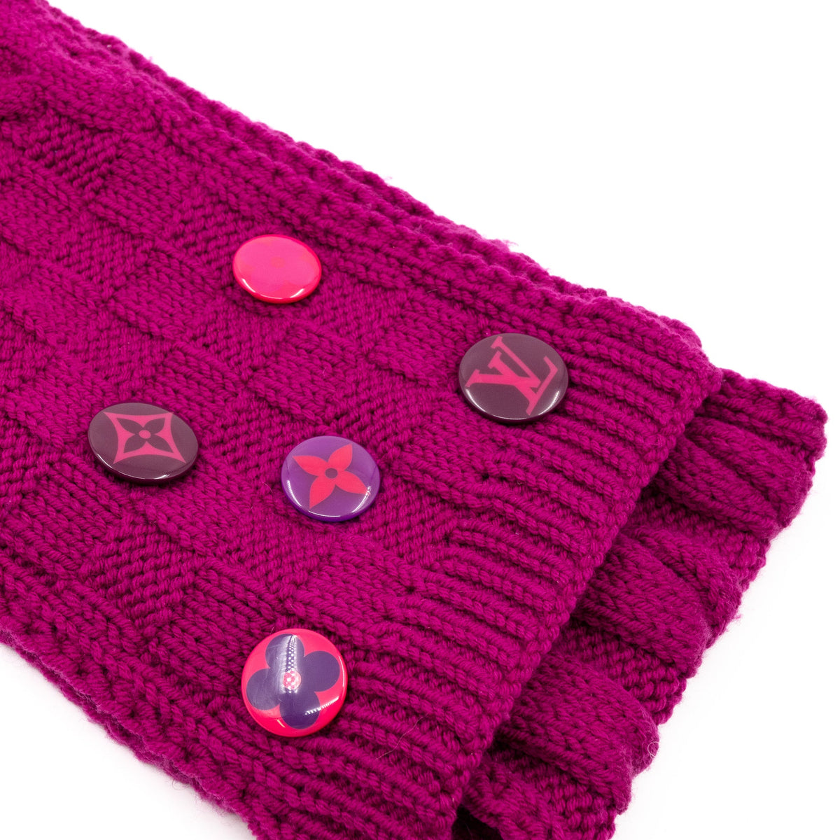Louis-vuitton Cable Knit Button Scarf Purple Wool