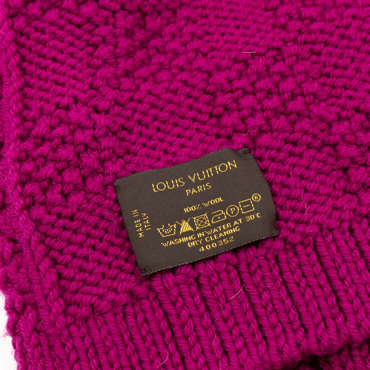 Louis-vuitton Cable Knit Button Scarf Purple Wool