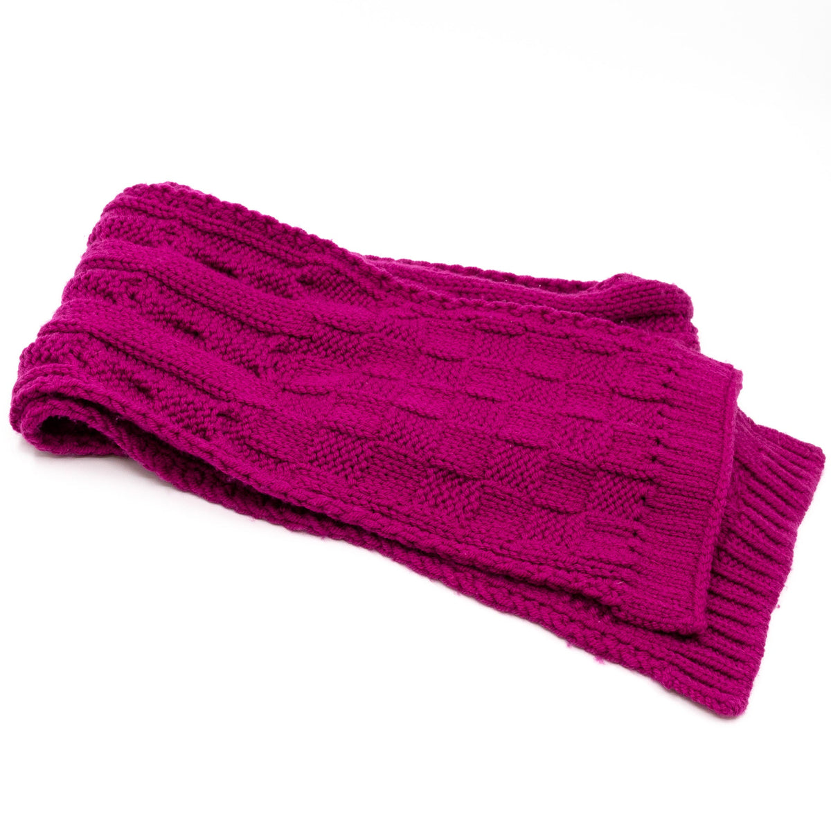 Louis-vuitton Cable Knit Button Scarf Purple Wool