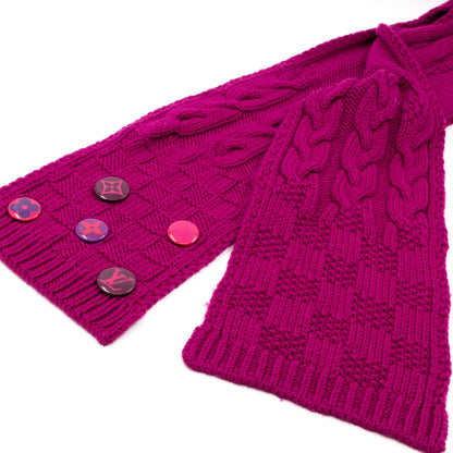 Louis-vuitton Cable Knit Button Scarf Purple Wool