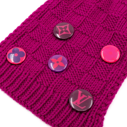Louis-vuitton Cable Knit Button Scarf Purple Wool
