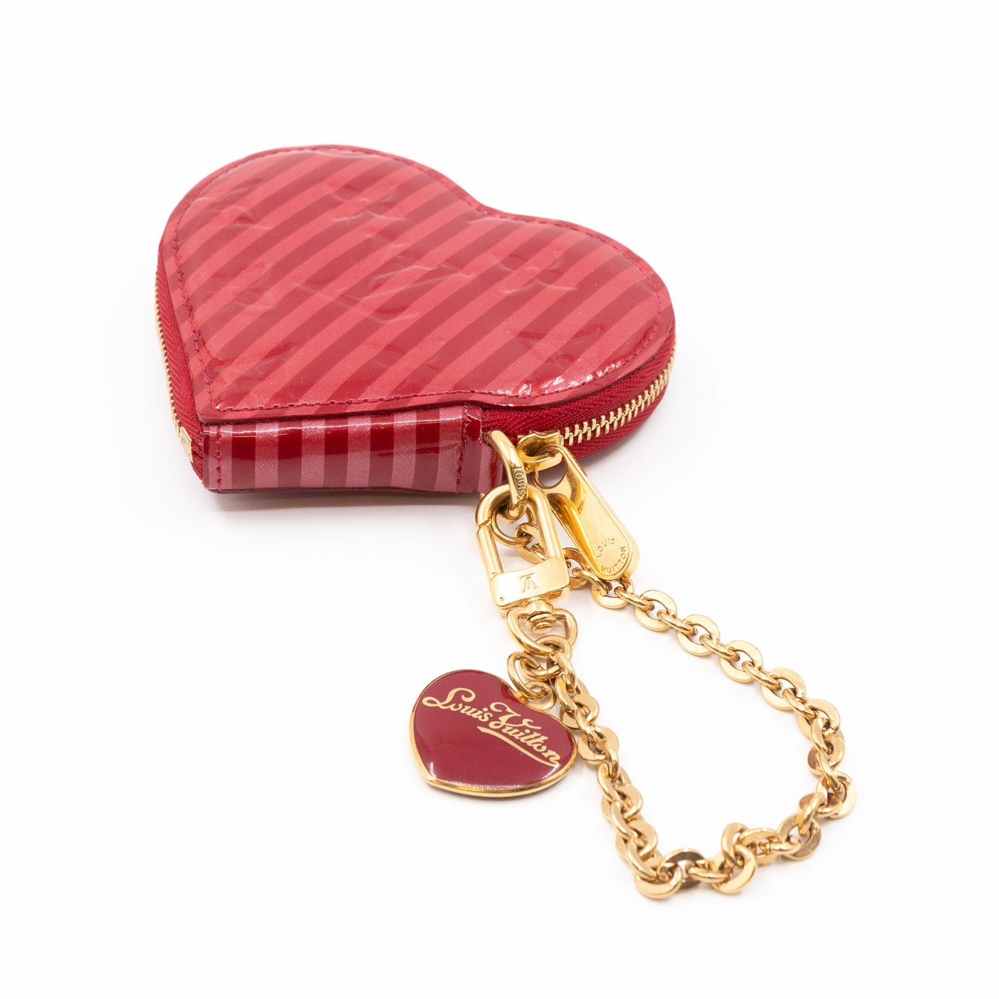 Louis-vuitton Heart Coin Purse Vernis Pomme D'Amour Rayures
