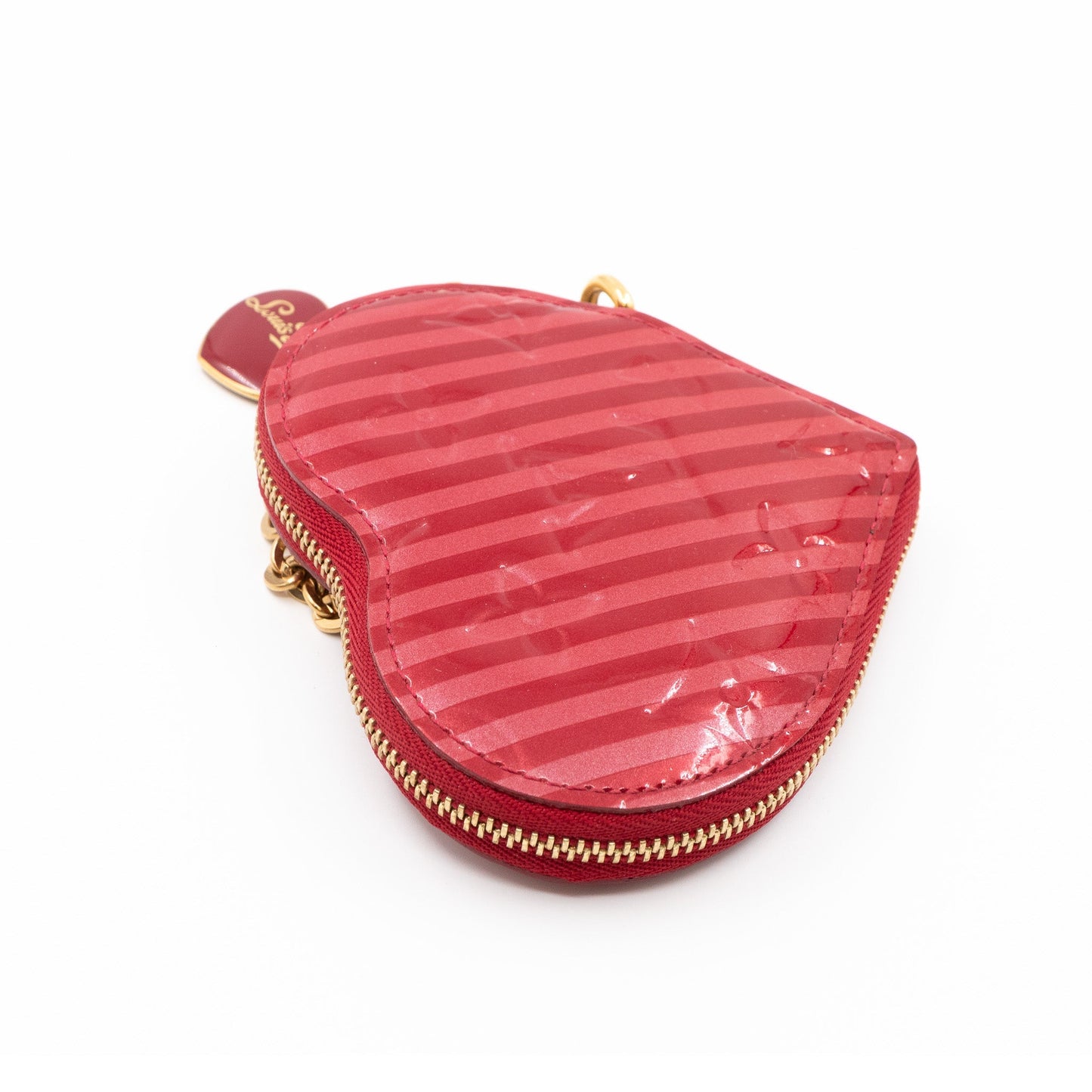 Louis-vuitton Heart Coin Purse Vernis Pomme D'Amour Rayures