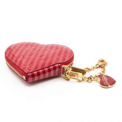 Louis-vuitton Heart Coin Purse Vernis Pomme D'Amour Rayures