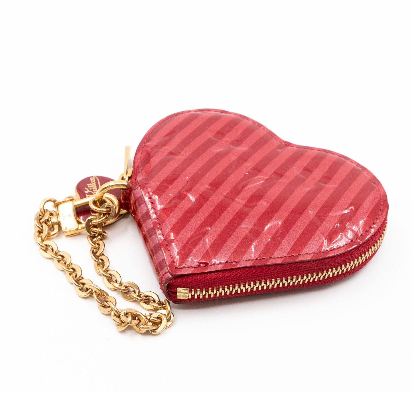 Louis-vuitton Heart Coin Purse Vernis Pomme D'Amour Rayures