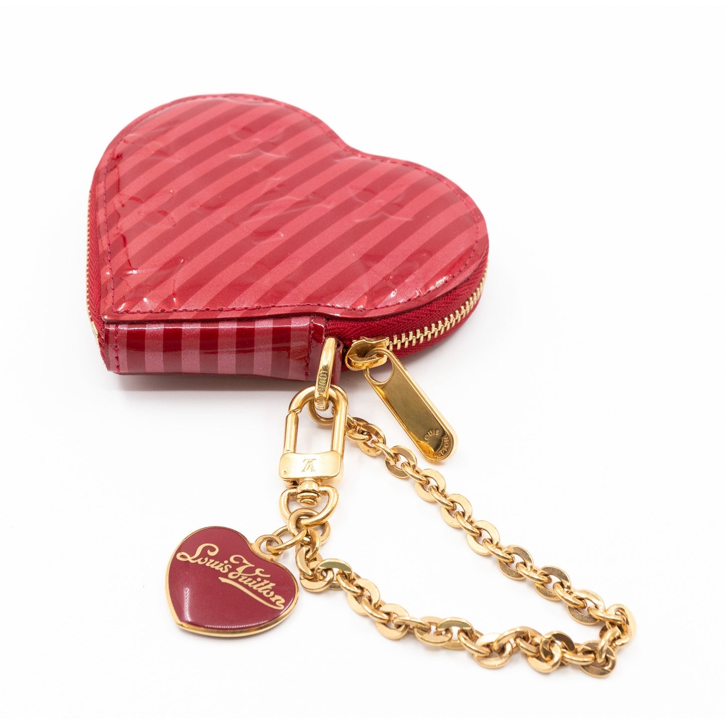 Louis-vuitton Heart Coin Purse Vernis Pomme D'Amour Rayures