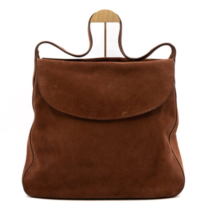Double Flap Hobo Bag Brown Scamosciato Suede