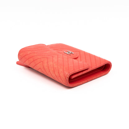 Small Classic Flap Wallet Coral Pink Leather