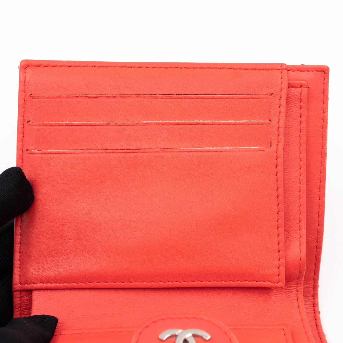 Small Classic Flap Wallet Coral Pink Leather