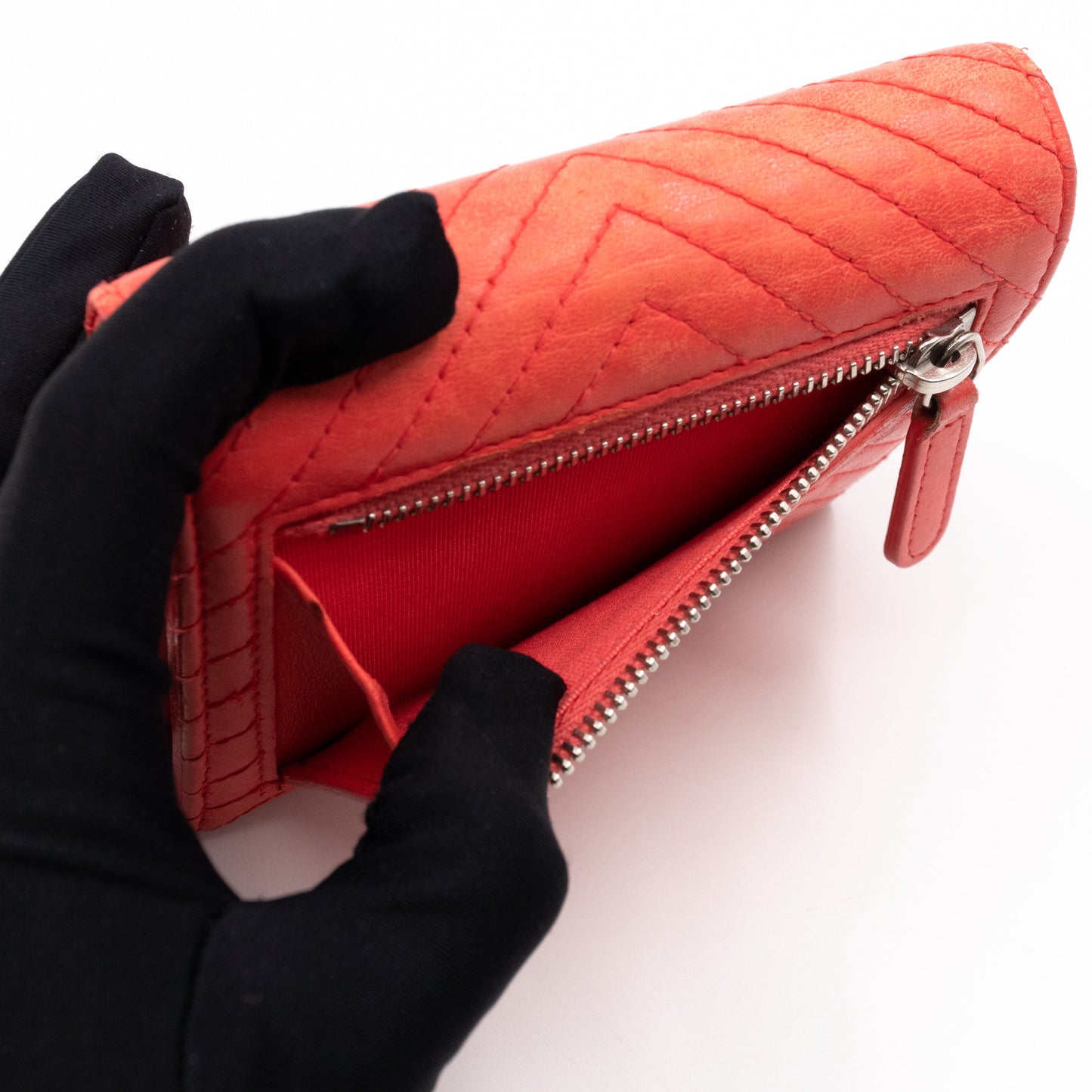 Small Classic Flap Wallet Coral Pink Leather