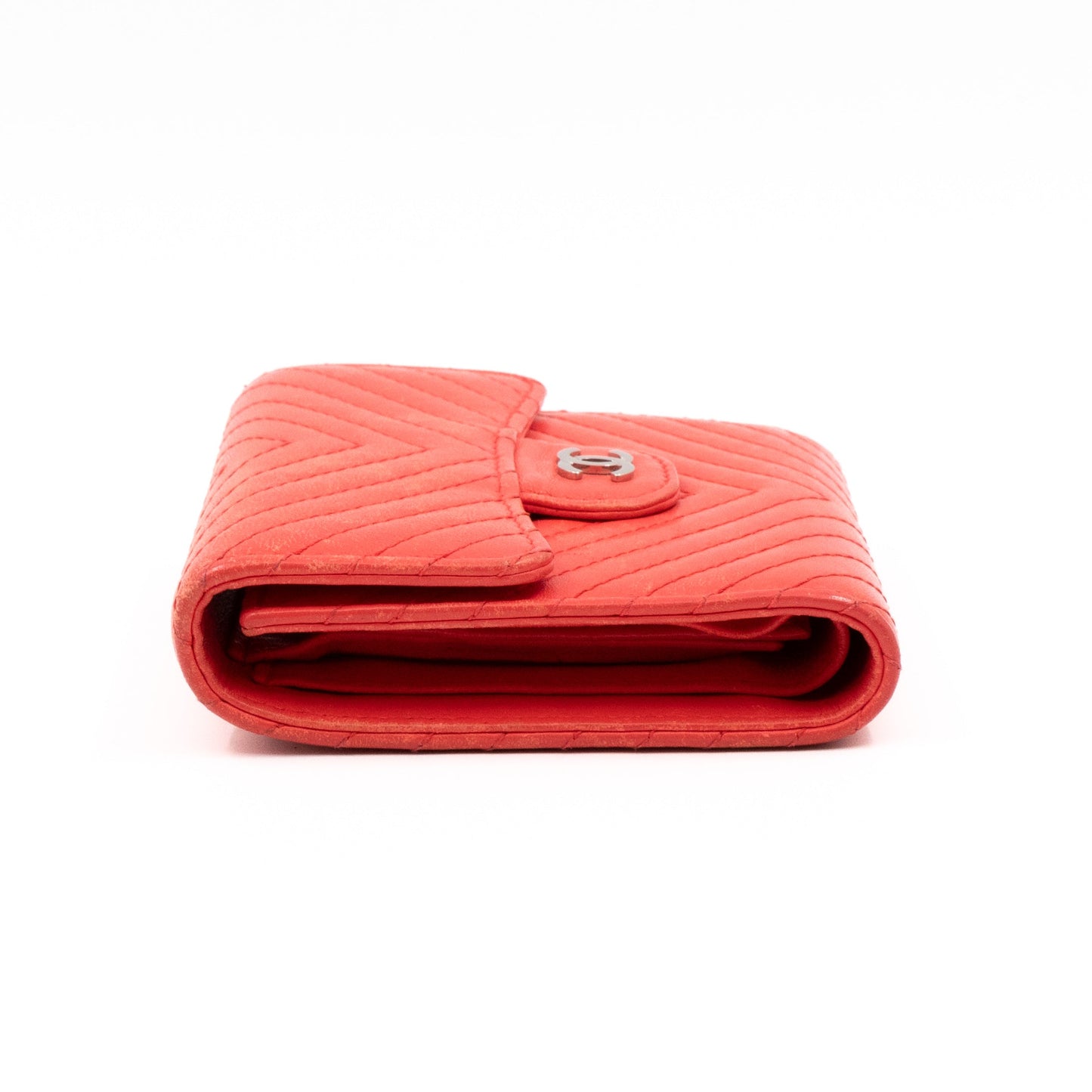 Small Classic Flap Wallet Coral Pink Leather