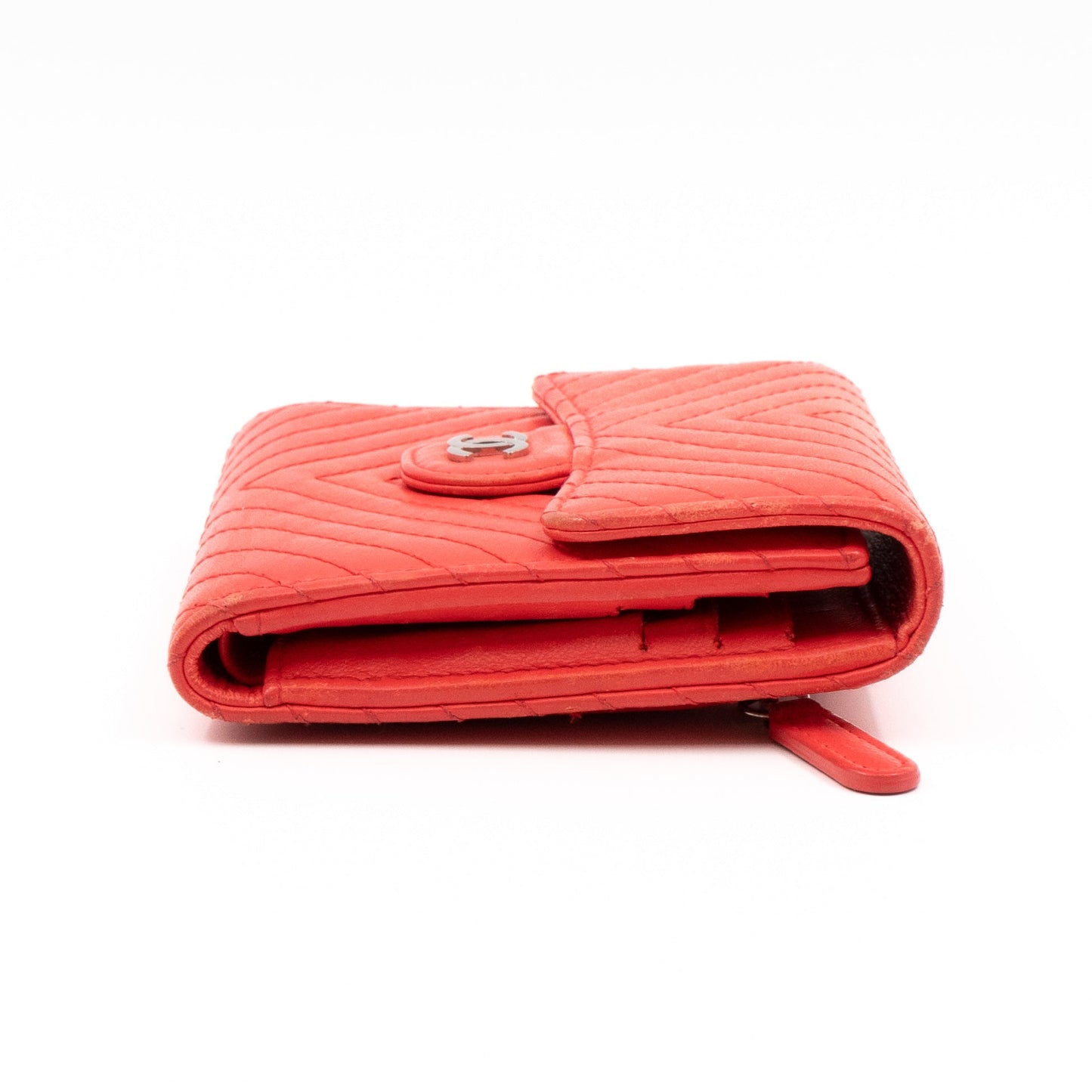 Small Classic Flap Wallet Coral Pink Leather