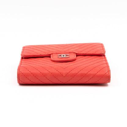 Small Classic Flap Wallet Coral Pink Leather