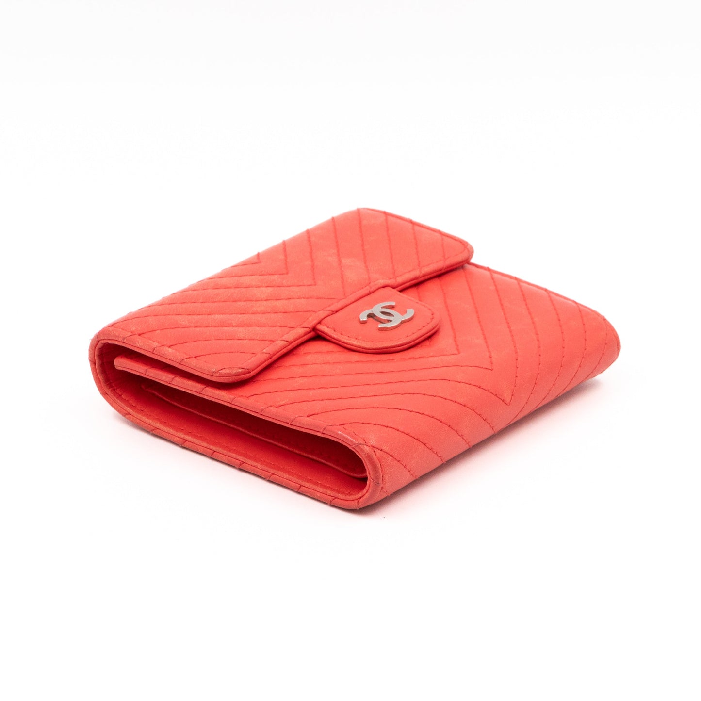 Small Classic Flap Wallet Coral Pink Leather