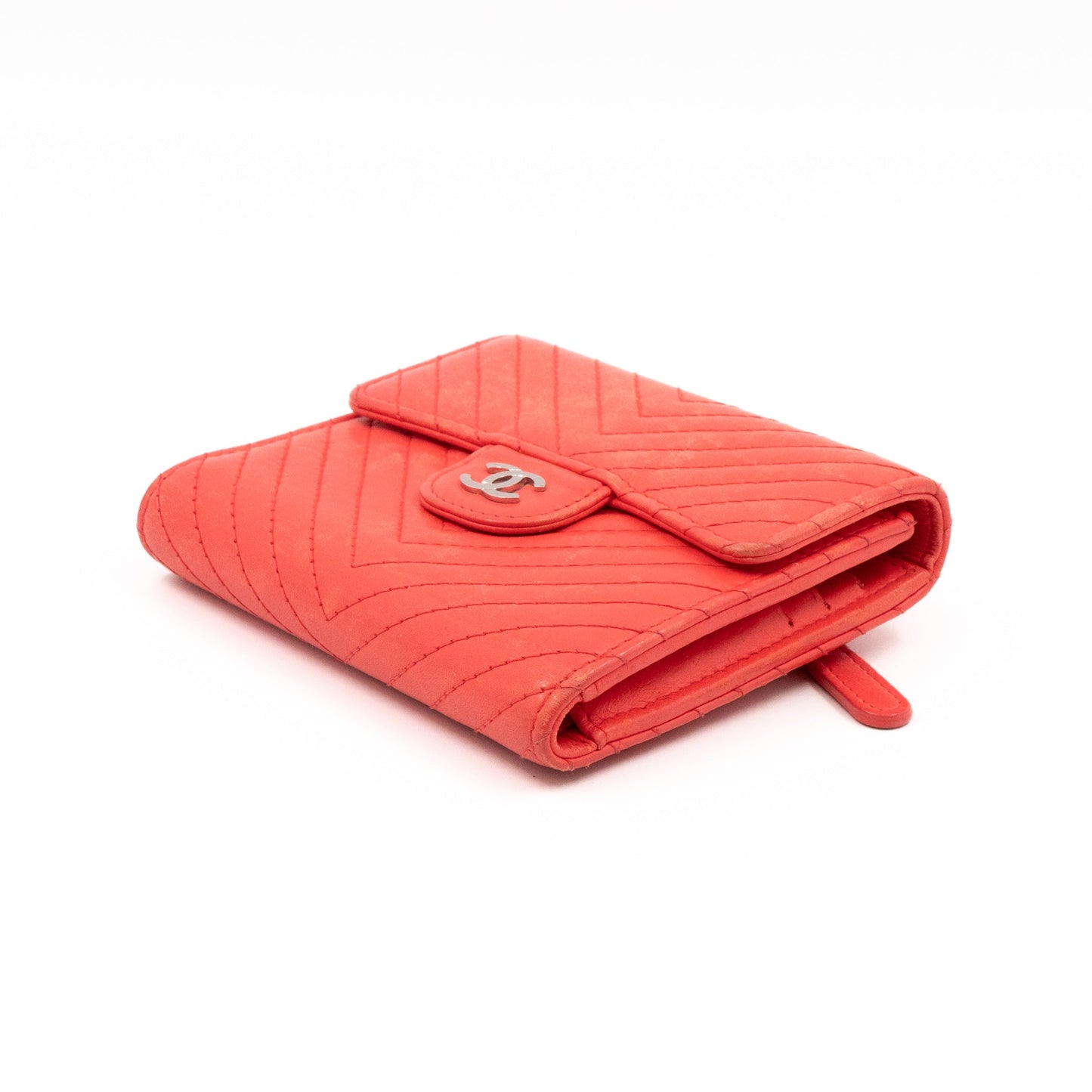 Small Classic Flap Wallet Coral Pink Leather