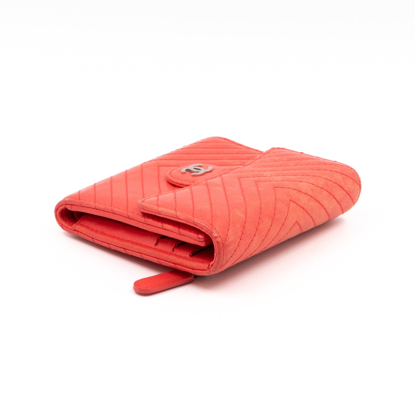 Small Classic Flap Wallet Coral Pink Leather