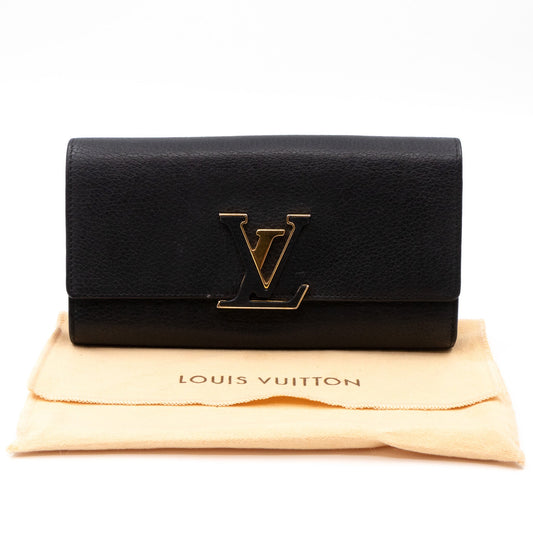 Louis-vuitton Capucines Wallet Black Leather