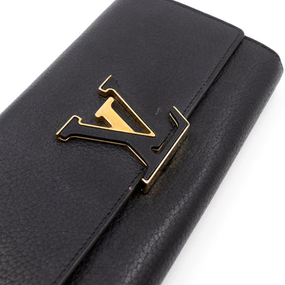 Louis-vuitton Capucines Wallet Black Leather