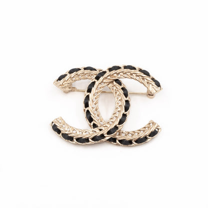CC Leather & Chain Brooch