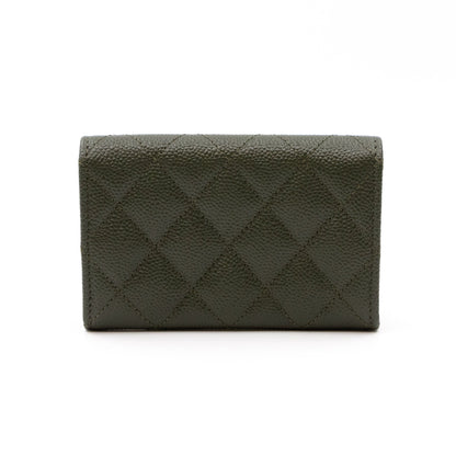 CC Engraved Flap Card Case Green Caviar