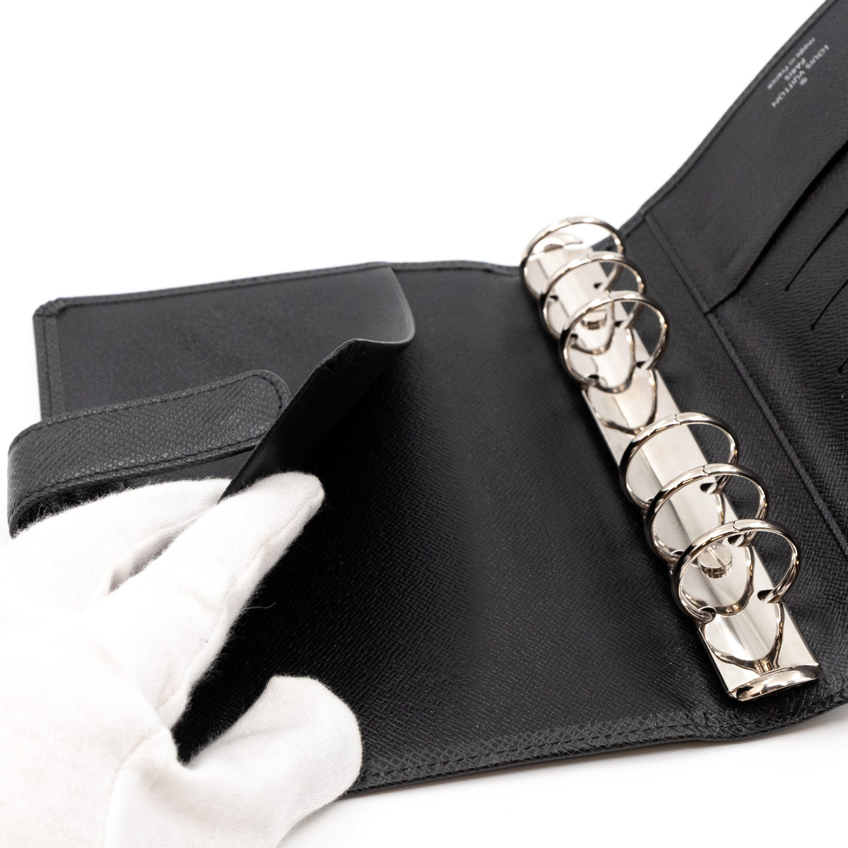 Louis-vuitton Medium Ring Agenda Cover Taiga Leather Black